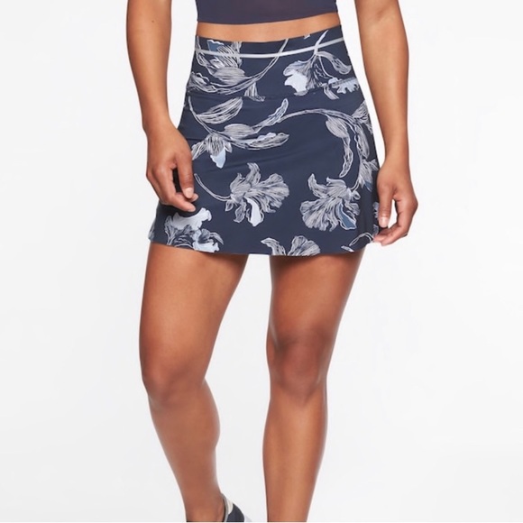 Athleta Dresses & Skirts - Athleta Sonic Skirt Skort Floral Navy Blue White Medium